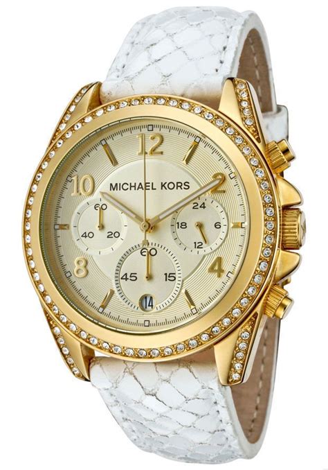 michael kors gold plated white leather strap watch|Michael Kors interchangeable watch band.